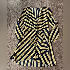 Express mustard navy blue striped dress